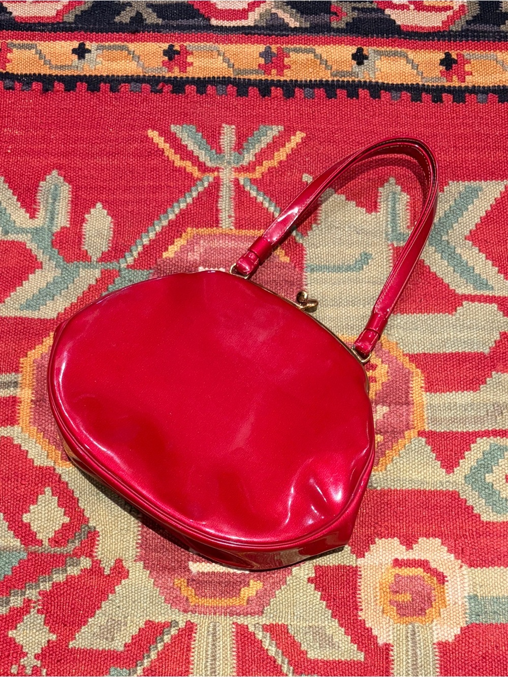 1960s Red Patent Kiss-Lock Handbag